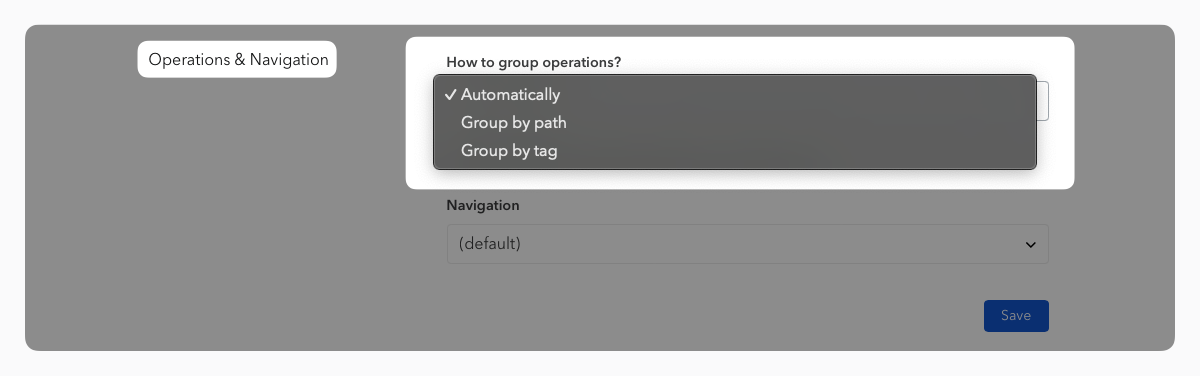 Operations sorting settings